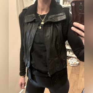 BCBG Leather & Knit Vest